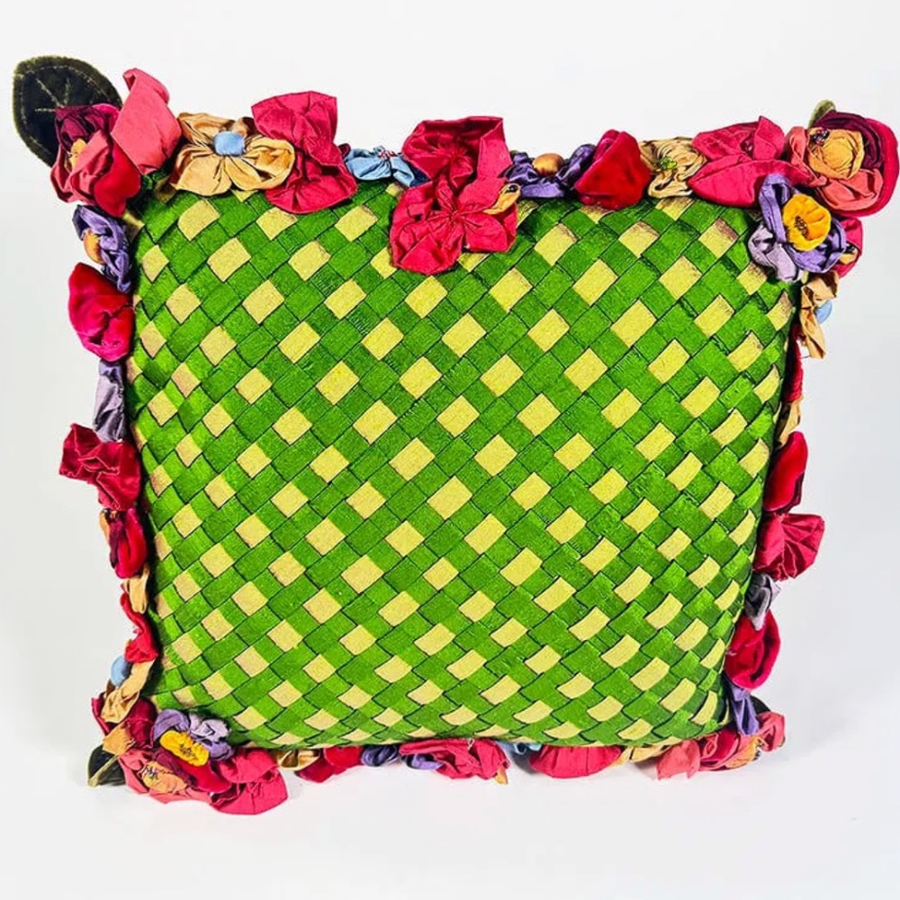 Mackenzie-Childs Boutonniere Pillow , Rare, Retired 15" x15"